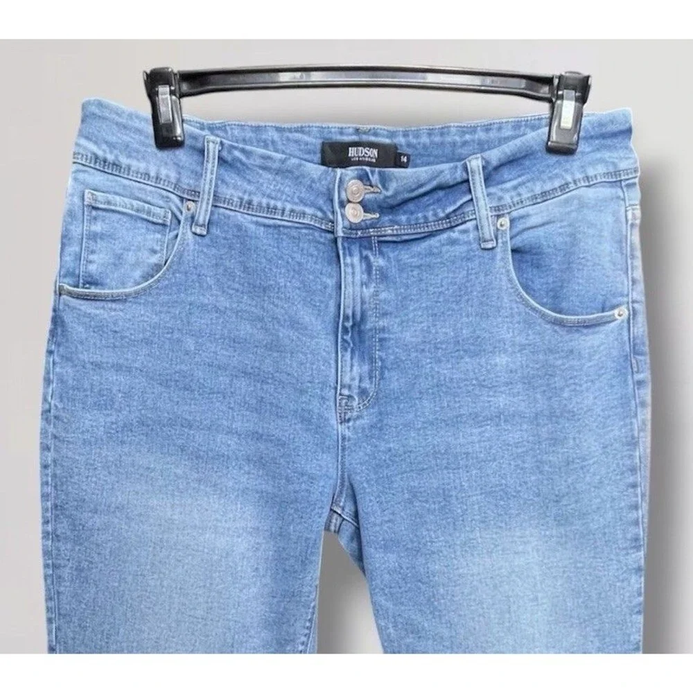 Hudson Ankle Straight Leg Women’s 14 Mid Rise Flap Pocket Jeans Stretch Denim
